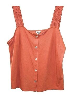 A.N.A Tank Top with Elasticized Ruffle Straps in Deep Peach